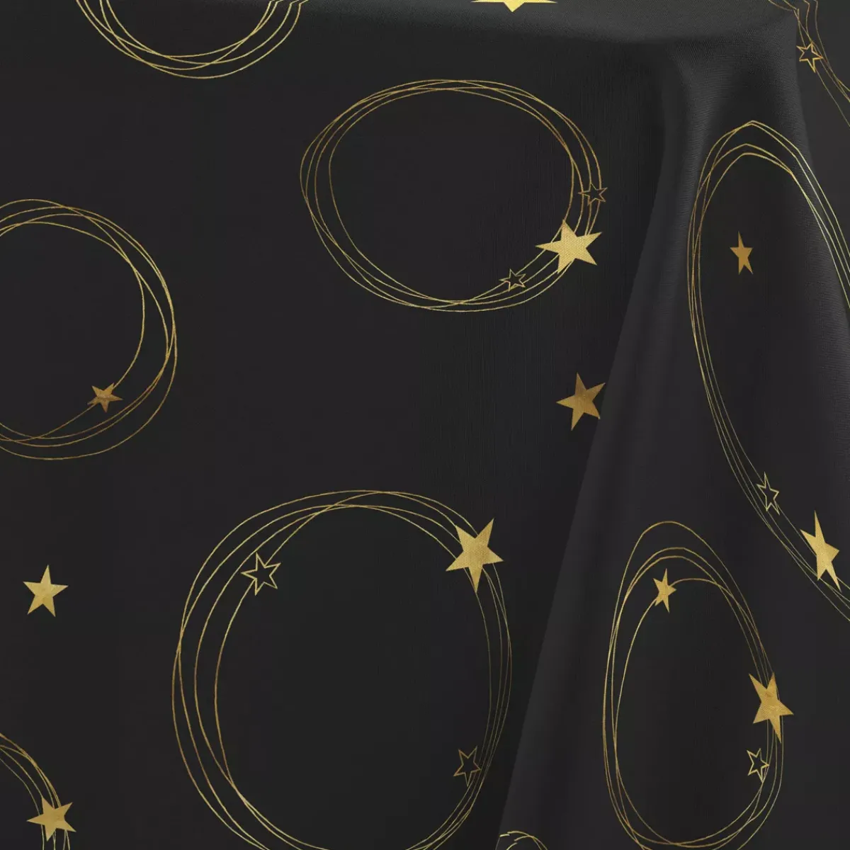 Douceur d interieur Tovaglia E Runner Da Tavolo Per Le Feste-Tovaglia natalizia rettangolare (150 x 300 cm) Star e oro