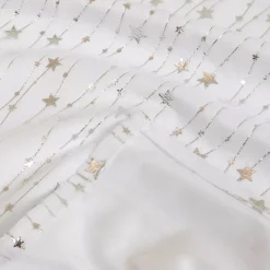 JJA Tovaglia E Runner Da Tavolo Per Le Feste-Tovaglia natalizia rettangolare (140 x 240 cm) Pioggia di stelle Bianca