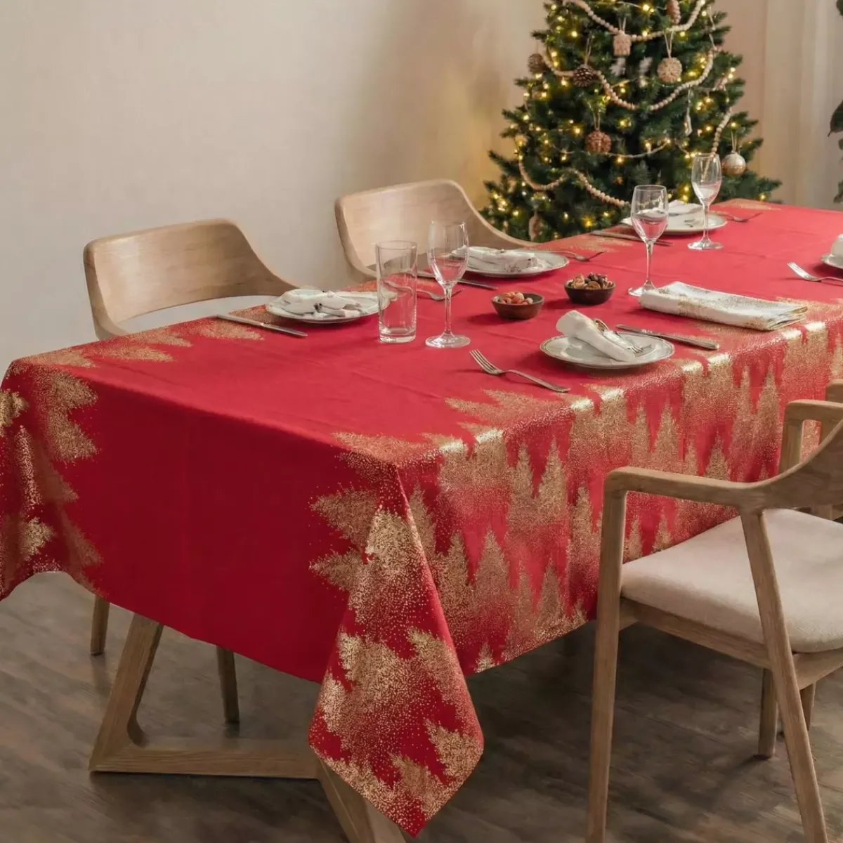Feeric Lights & Christmas Tovaglia E Runner Da Tavolo Per Le Feste-Tovaglia natalizia rettangolare (140 x 240 cm) Abete