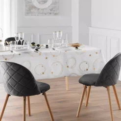 douceur d'intu017drieur Tovaglia E Runner Da Tavolo Per Le Feste-Tovaglia natalizia rettangolare anti macchia (150 x 240 cm) Star e dorato