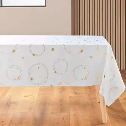 douceur d'intu017drieur Tovaglia E Runner Da Tavolo Per Le Feste-Tovaglia natalizia rettangolare anti macchia (150 x 240 cm) Star e dorato