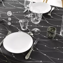 Douceur d interieur Tovaglia E Runner Da Tavolo Per Le Feste-Tovaglia natalizia rettangolare (140 x 240 cm) Astrelia e argento