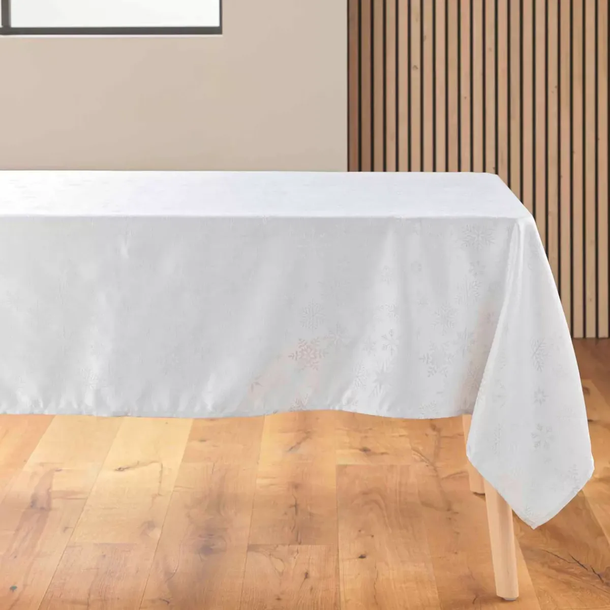 Douceur d interieur Tovaglia E Runner Da Tavolo Per Le Feste-Tovaglia natalizia rettangolare (140 x 300 cm) Fiocco di neve
