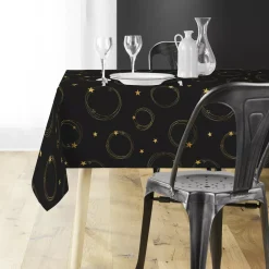 Douceur d interieur Tovaglia E Runner Da Tavolo Per Le Feste-Tovaglia natalizia rettangolare (150 x 240 cm) Star e Oro