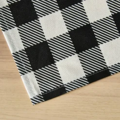 EMINZA Tovaglie-Tovaglia rettangolare cotone antimacchia (150 x 250 cm) Vichy Nera