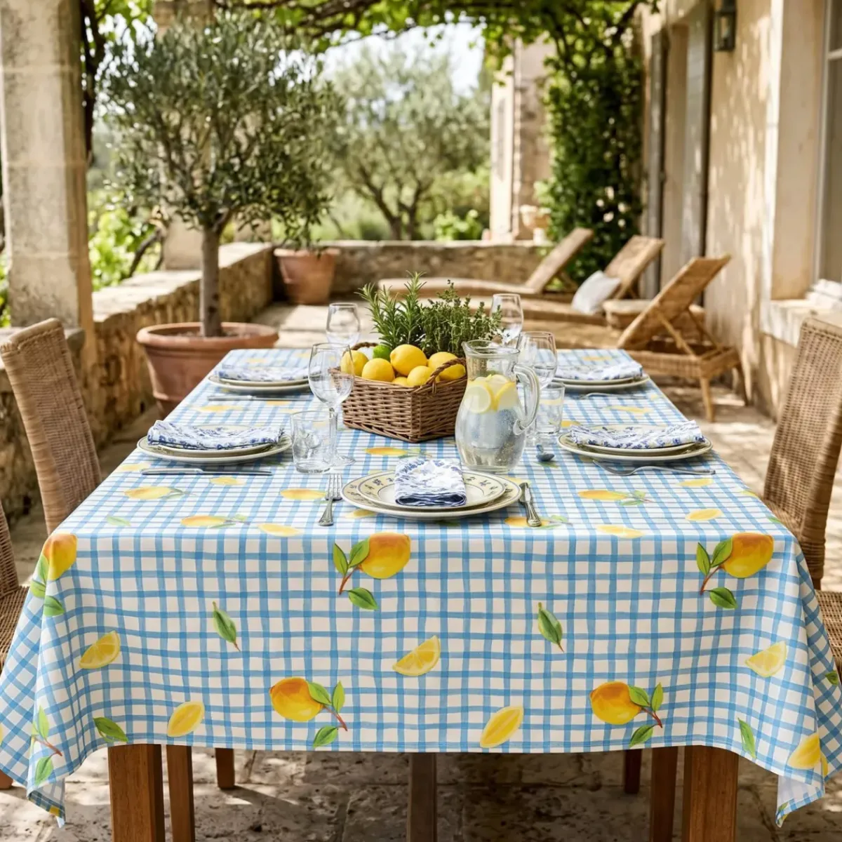 EMINZA Tovaglie-Tovaglia rettangolare cotone antimacchia (150 x 350 cm) Menton