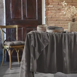 Tovaglia rettangolare garza di cotone (L350 cm) Gaïa Grigio granito