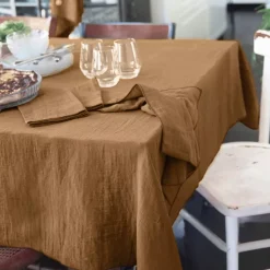 Tovaglia rettangolare garza di cotone (L350 cm) Gaïa Camel