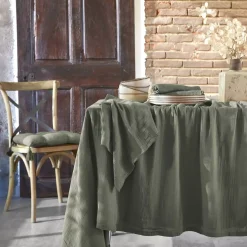 Tovaglia rettangolare garza di cotone (L250 cm) Gaïa Verde rosmarino