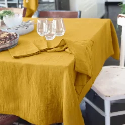 Tovaglia rettangolare garza di cotone (L250 cm) Gaïa Giallo zafferano