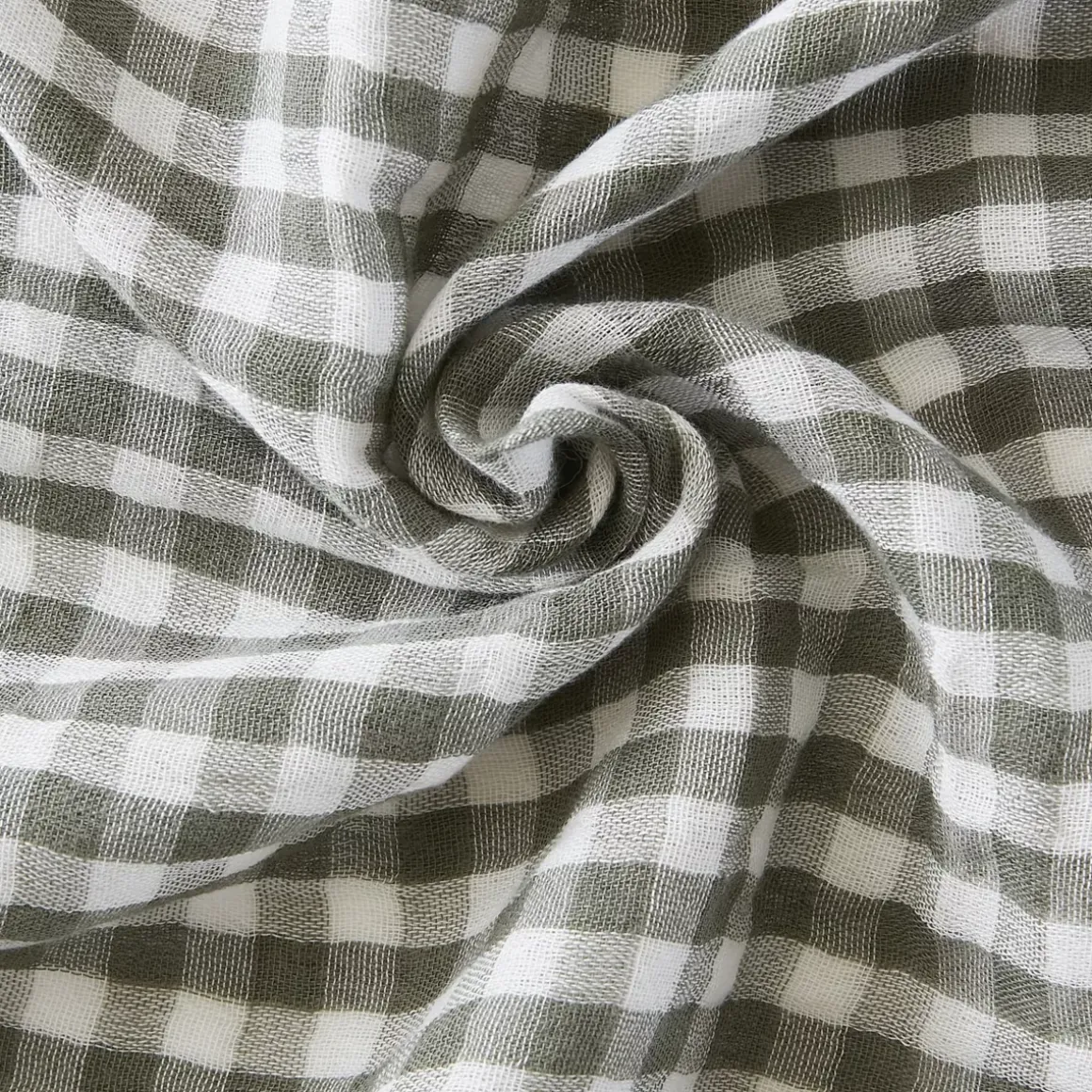 Tovaglia rettangolare in doppia garza di cotone (150 x 350 cm) Gaïa vichy Verde rosmarino