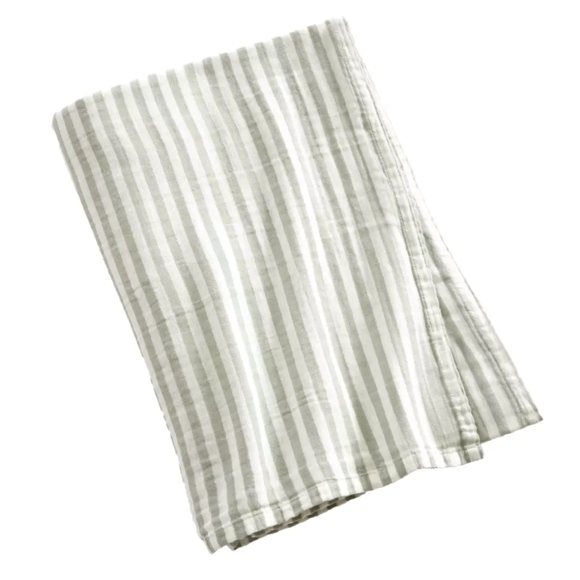 Tovaglia rettangolare in garza di cotone (150 x 250 cm) Gaïa a righe Verde eucalipto