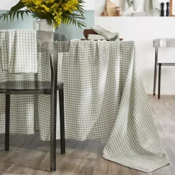 EMINZA Tovaglie-Tovaglia rettangolare in garza di cotone (150 x 250 cm) Gaïa vichy Verde eucalipto