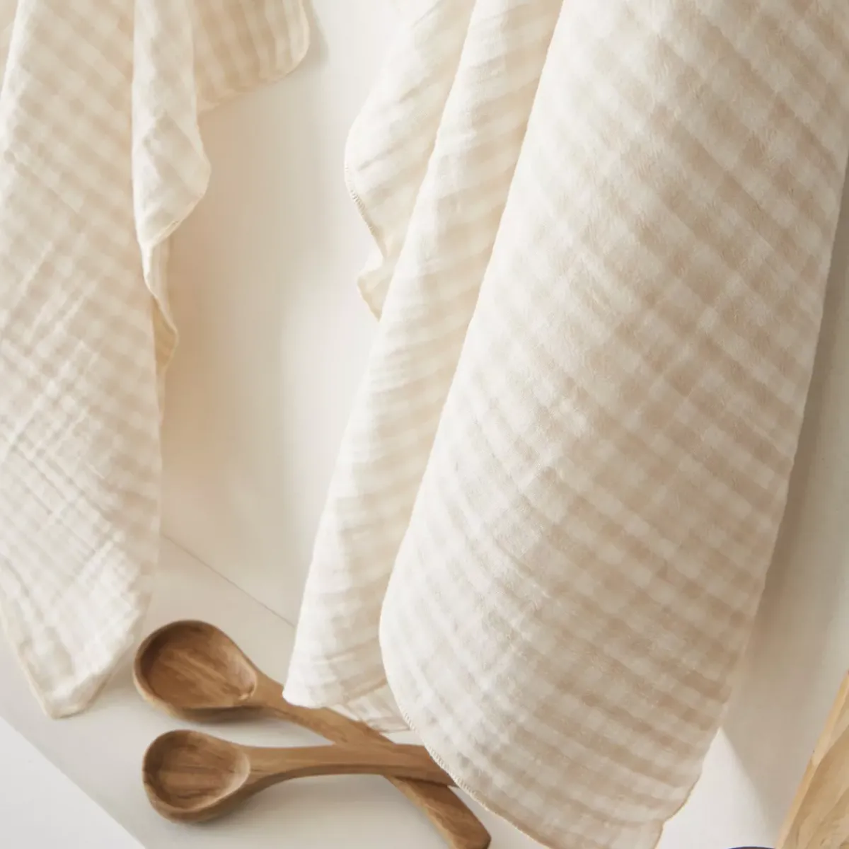 EMINZA Tovaglie-Tovaglia rettangolare in garza di cotone (150 x 250 cm) Gaïa vichy Beige