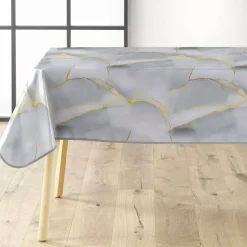douceur d'intu017drieur Tovaglie-Tovaglia rettangolare in PVC rivestito (140 x 240 cm) Marbrelle Grigia