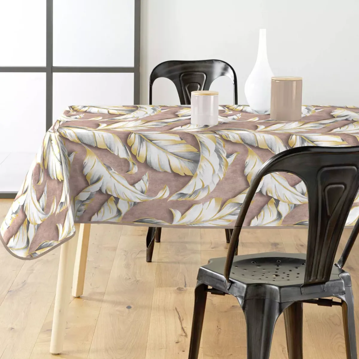 douceur d'intu017drieur Tovaglie-Tovaglia rettangolare in PVC rivestito impermeabile (240 x 140 cm) Ebany