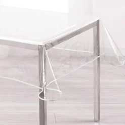 DOUCEUR D'INTERIEUR Tovaglie-Tovaglia rettangolare in tela cerata trasparente (L240 cm) Garden Bianco