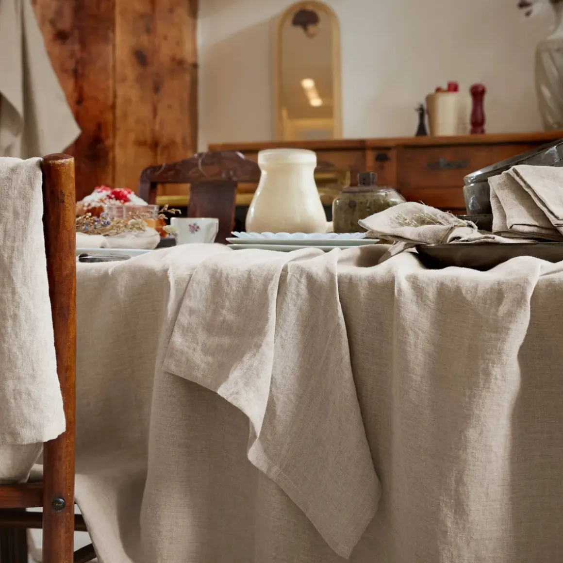 Tovaglia rettangolare lino lavato (L250 cm) Louise Beige
