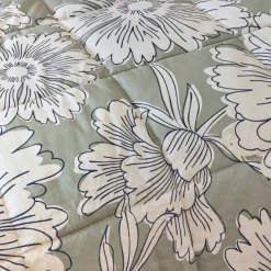 Trapunta stampata e due federe in cotone (200 x 200 cm) Lara Verde
