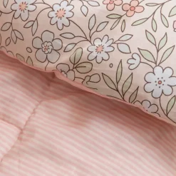 Trapunta stampata per bambini e una federa in cotone (140 x 200 cm) Pimprenelle Rosa