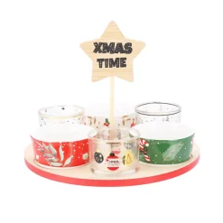 KOOPMAN Stoviglie Natalizie-Vassoio per tapas e 6 ciotole (D24 cm) Tempo di Natale