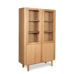 Librerie E Scaffali-Vetrina 4 ante in rovere massiccio (120 x 190 cm) Oakland