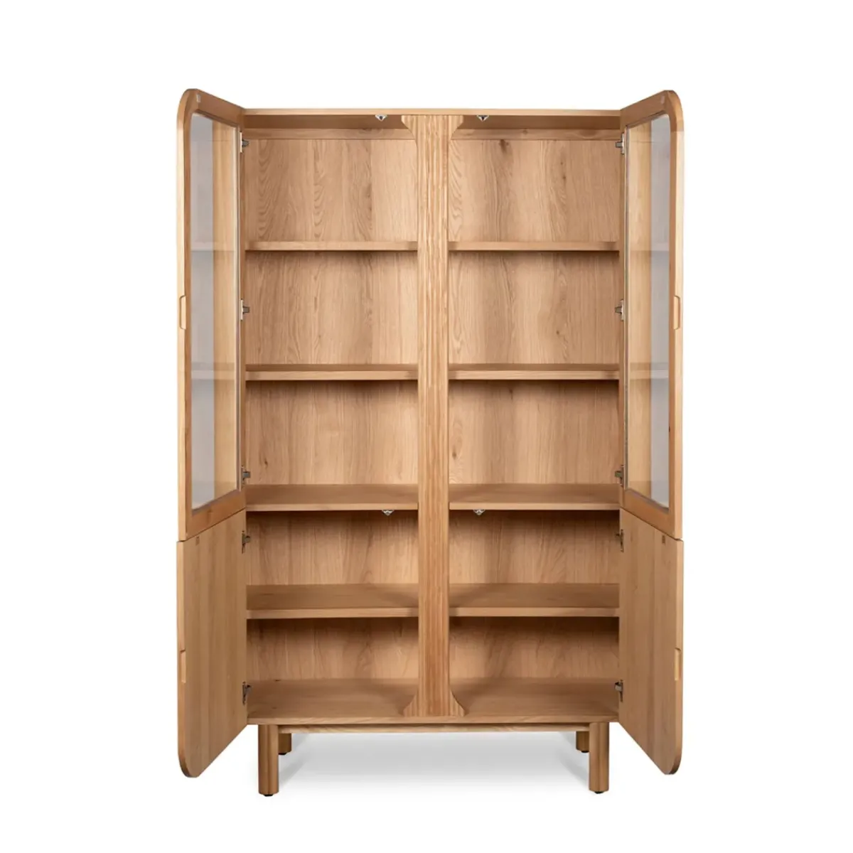 Librerie E Scaffali-Vetrina 4 ante in rovere massiccio (120 x 190 cm) Oakland