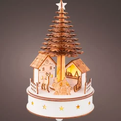 KAEMINGK Villaggio Di Natale In Legno|Oggetti Decorativi E Illuminati-Villaggio di Natale in legno luminoso e musicale a pile (H25 cm) Albero di Natale