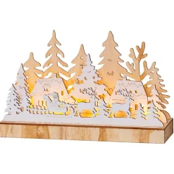 KAEMINGK Villaggio Di Natale In Legno|Oggetti Decorativi E Illuminati-Villaggio di Natale in legno luminoso a pile (30 x 18 cm) Polo Nord