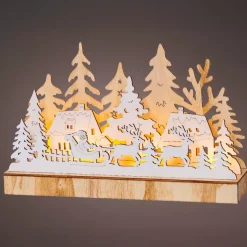 KAEMINGK Villaggio Di Natale In Legno|Oggetti Decorativi E Illuminati-Villaggio di Natale in legno luminoso a pile (30 x 18 cm) Polo Nord