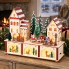 KAEMINGK Villaggio Di Natale In Legno-Villaggio di Natale in legno luminoso e musicale a pile (27 x H22 cm) Cuore del villaggio Colorato