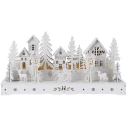 KOOPMAN Villaggio Di Natale In Legno-Villaggio di Natale in legno luminoso a pile (29 x H14 cm) Square incantato
