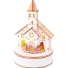 KAEMINGK Villaggio Di Natale In Legno-Villaggio di Natale in legno luminoso e musicale a pile (H24 cm) Chiesa e treno