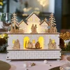 KAEMINGK Villaggio Di Natale In Legno-Villaggio di Natale in legno luminoso e musicale a pile (21 x H24 cm) Villaggio in festa
