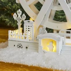 KOOPMAN Villaggio Di Natale In Legno-Villaggio di Natale in legno luminoso e animato (H30 cm) Ruota Incantata di Natale