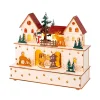 KAEMINGK Villaggio Di Natale In Legno-Villaggio di Natale in legno luminoso e musicale a pile (24 x H21 cm) Villaggio e animali