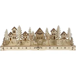 KOOPMAN Villaggio Di Natale In Legno-Villaggio di Natale in legno luminoso a pile (45 x H15 cm) Piazza incantata