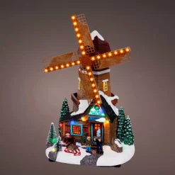 KAEMINGK Villaggio Di Natale Luminoso-Villaggio di Natale luminoso, animato e musicale (H34 cm) Mulino e bambini
