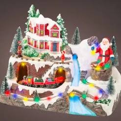 KAEMINGK Villaggio Di Natale Luminoso-Villaggio di Natale luminoso e musicale Babbo Natale in montagna