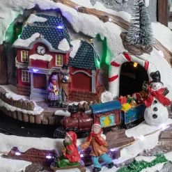 KAEMINGK Villaggio Di Natale Luminoso-Villaggio di Natale luminoso e musicale a pile Ghiaccioli colorati e illuminati
