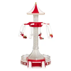 JJA Villaggio Di Natale Luminoso-Villaggio di Natale musicale e animato (H52 cm) Giostra sedie volanti