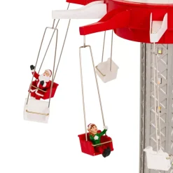 JJA Villaggio Di Natale Luminoso-Villaggio di Natale musicale e animato (H52 cm) Giostra sedie volanti